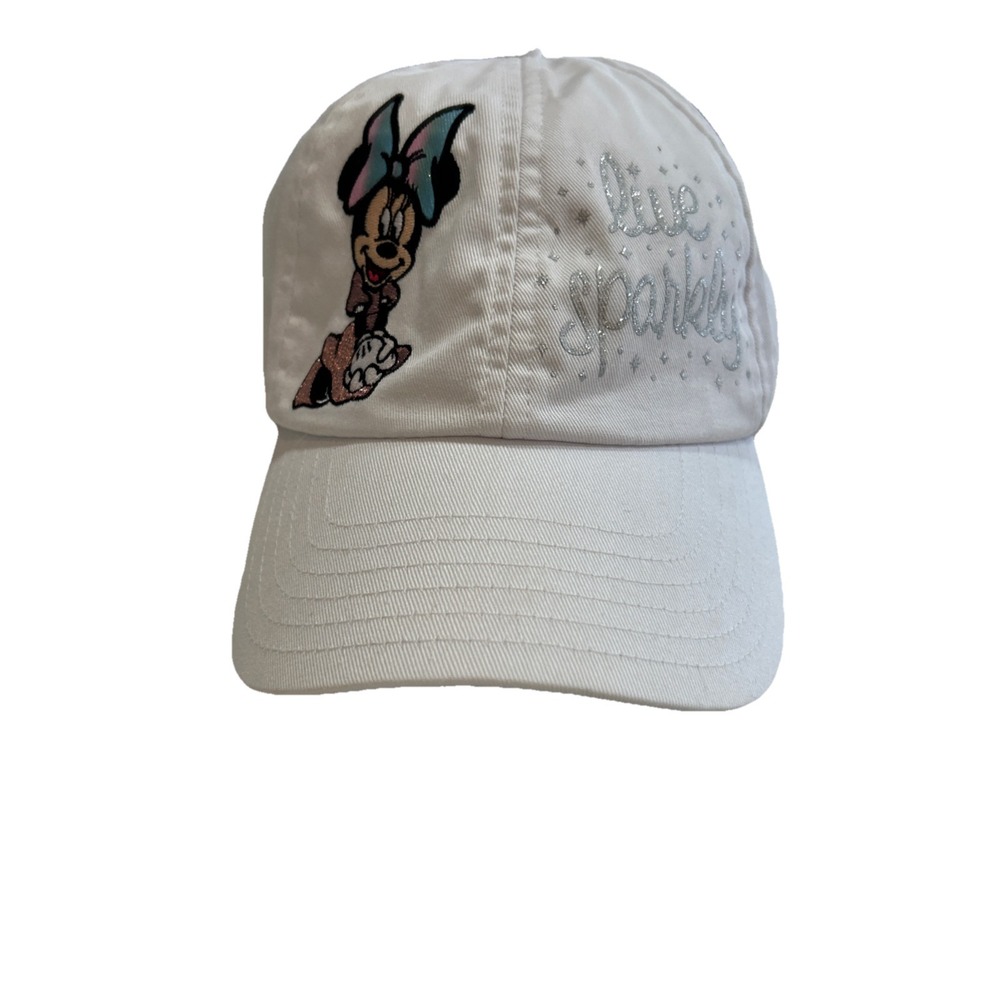 Disney Parks  Sparkly Minnie Mouse Youth Baseball‎ Hat White Adjustable